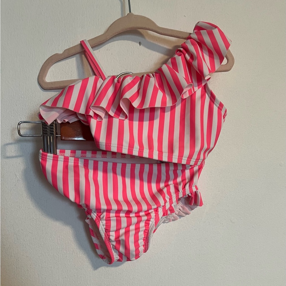 GAP Pink and White Ruffled Swimsuit